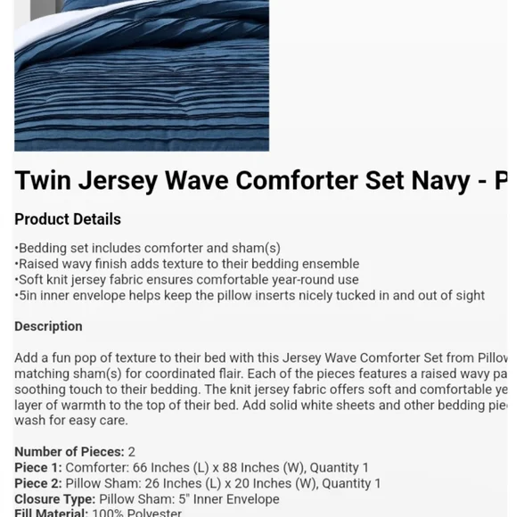 Pillowfort Twin Jersey Wave Comforter Set - Picture 4 of 4